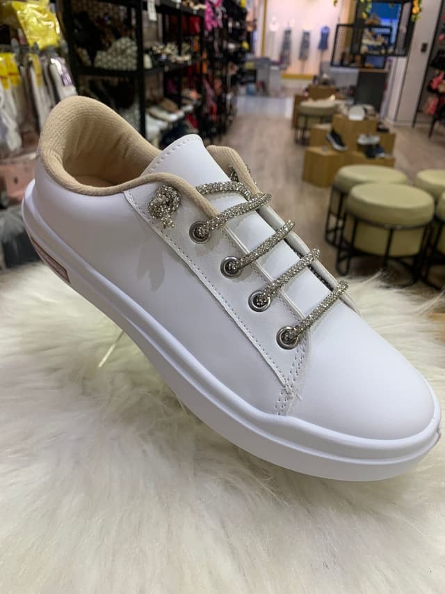 Tênis Casual Moleca Branco Glitter 